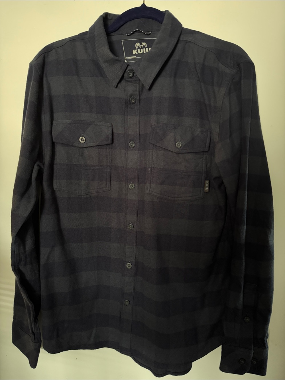 Kuhl Men's Black and Dark Gray Plaid Long-Sleeve Shirt